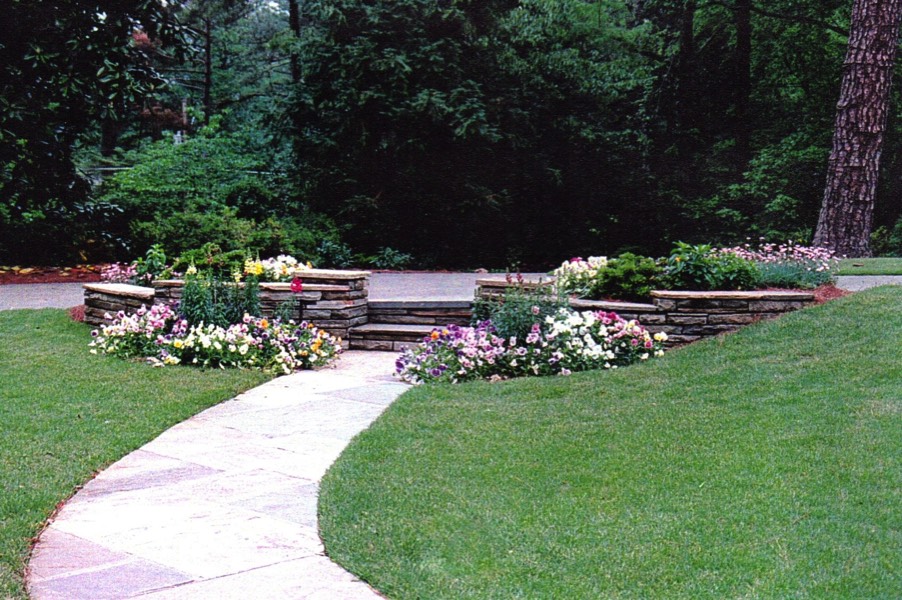 Accent stone wall steps